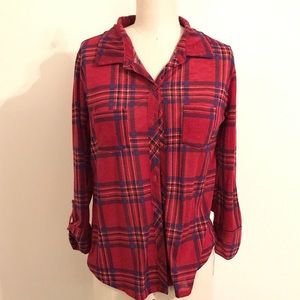 Flannel Button Down 3/4 Sleeve